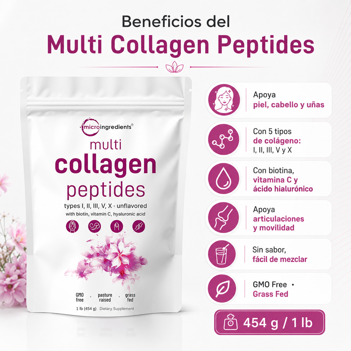 Multi Collagen Peptides Micro Ingredients 454 g