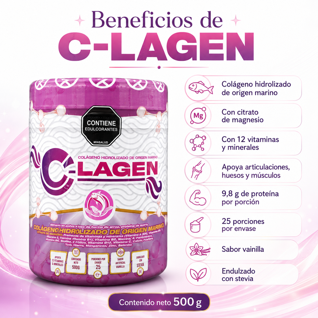 Beneficios C-LAGEN colágeno marino con citrato de magnesio