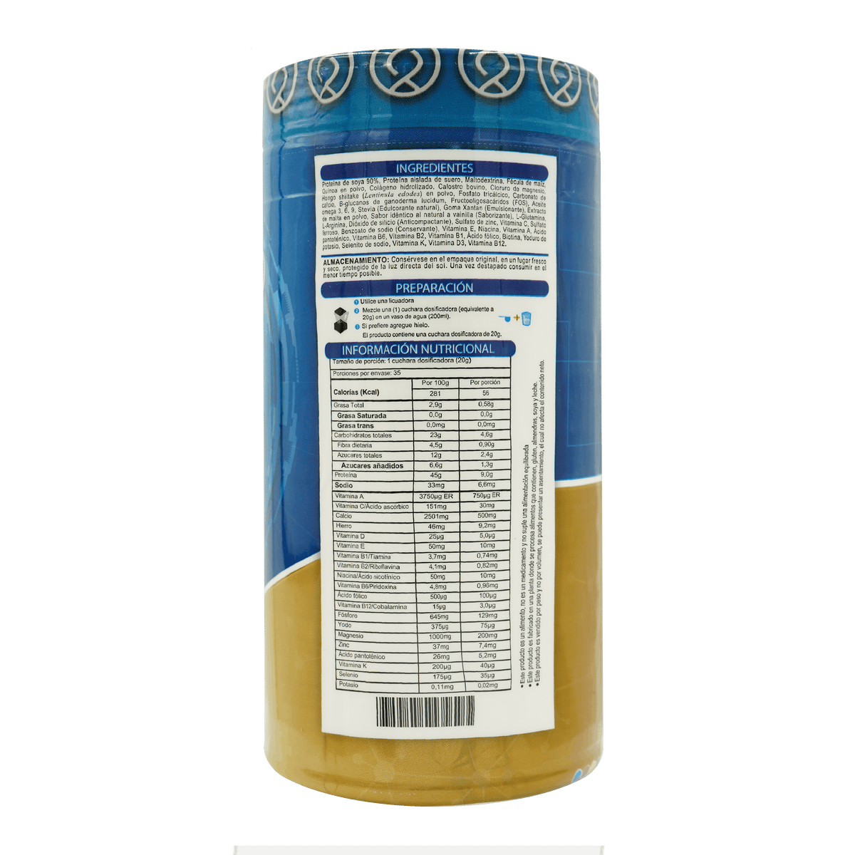 Información nutricional Resvis Factor calostro bovino 700 g